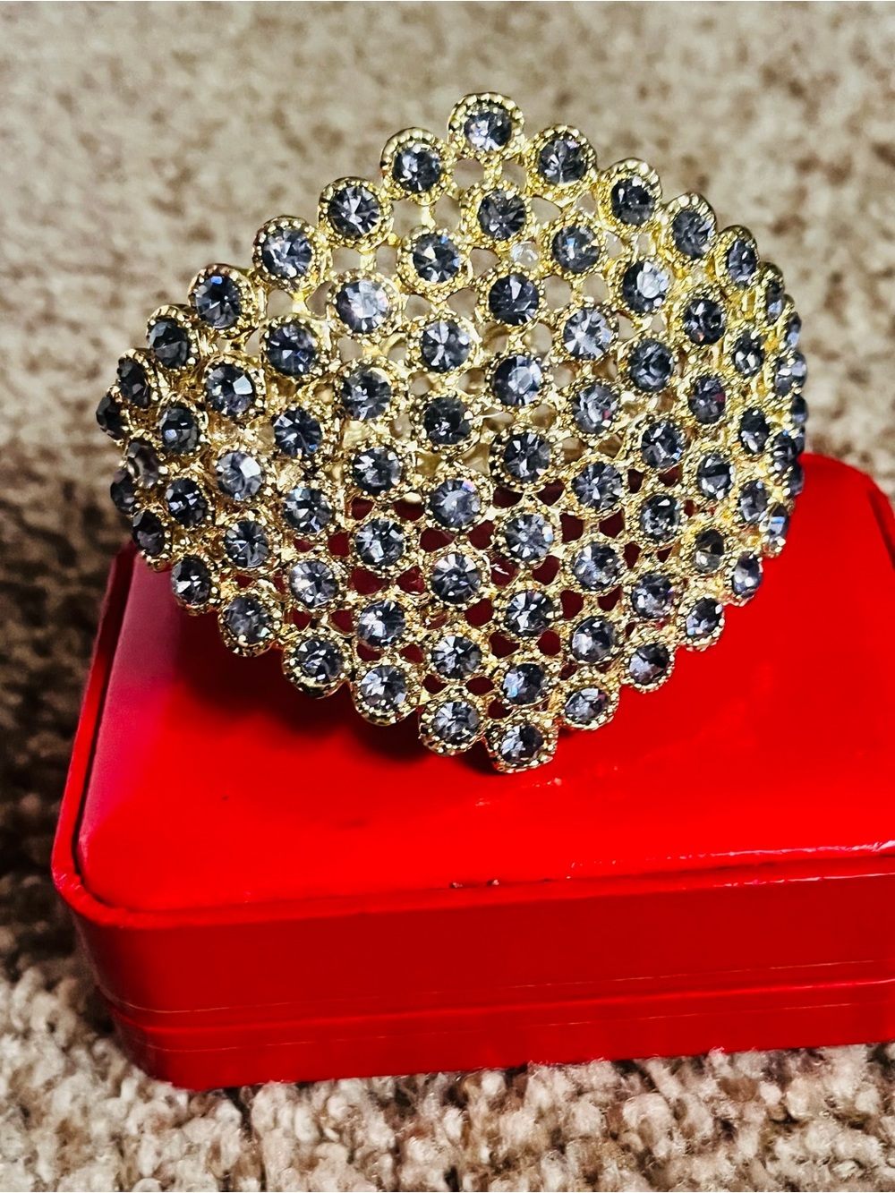 Gold-Tone Crystal Cluster Statement Ring - Gold and Clear